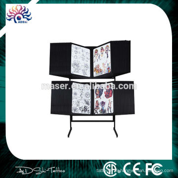 Professionnel en acier inoxydable tatouage flash rack d&#39;affichage, tatouage photo porte-documents avec support libre